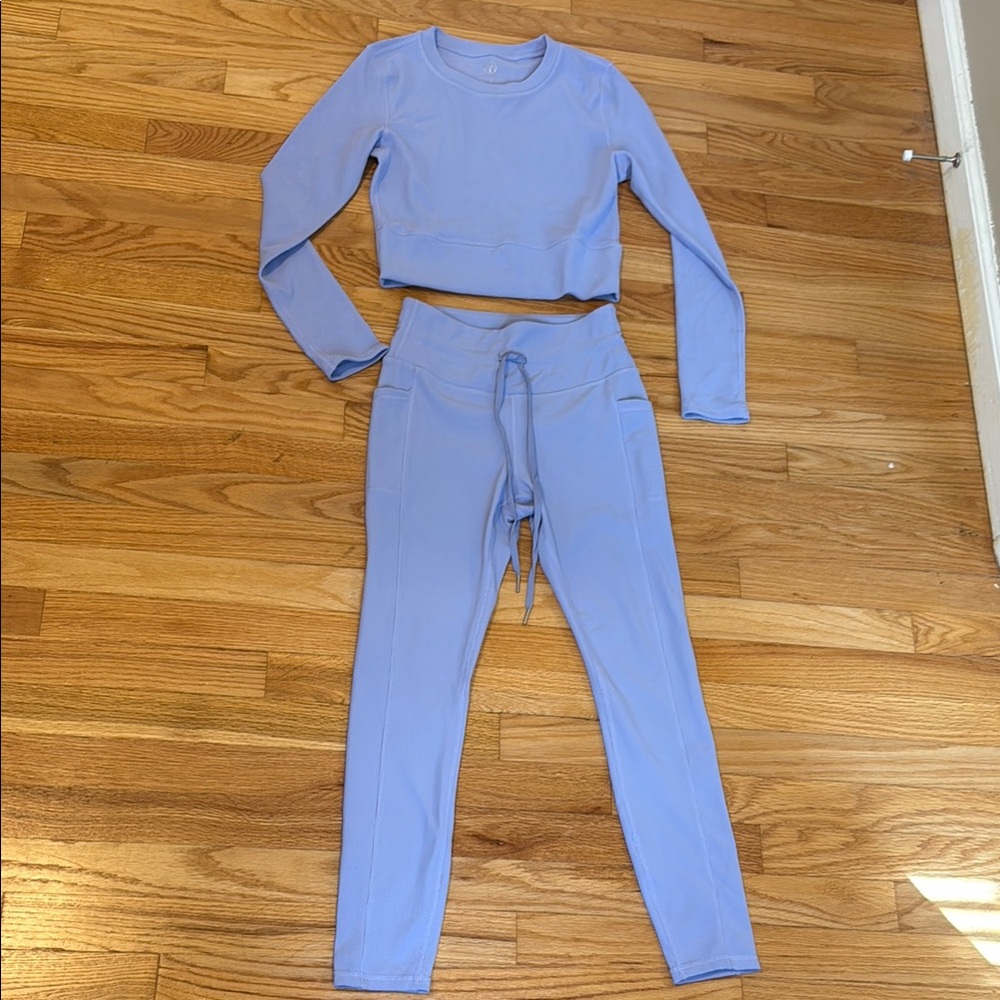 Lavender Long Sleeve Crop Top and Leggings Set